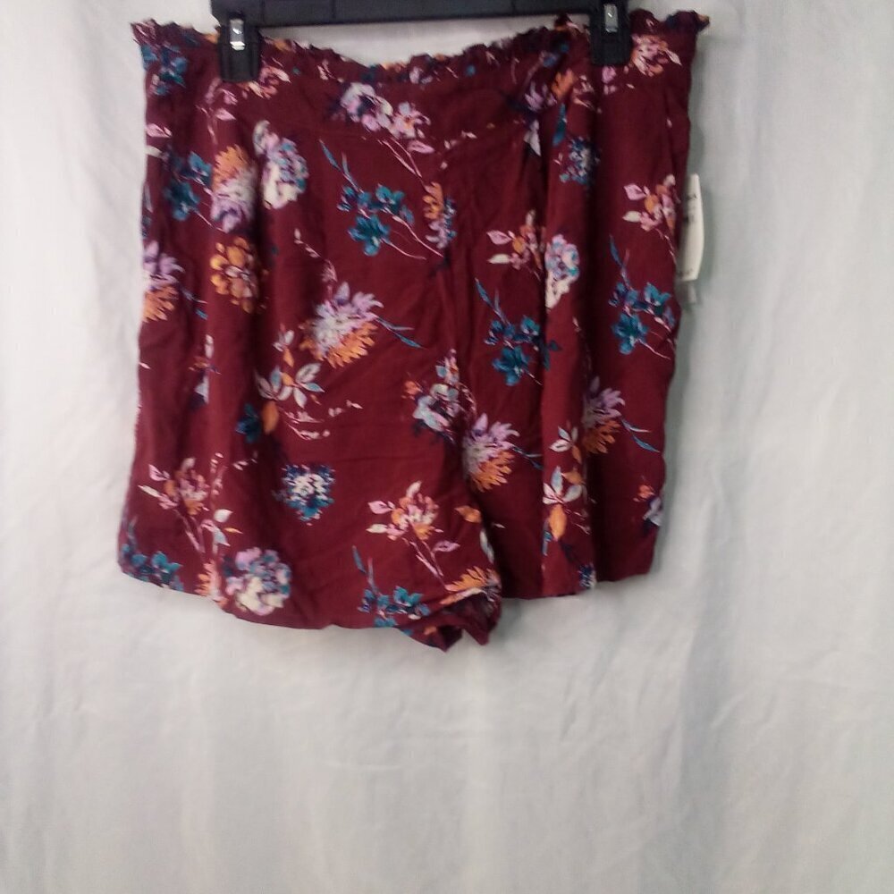 Abound Shorts Women L Casual Pull On Pockets Floral Red Blue Orange - Picture 2 of 13